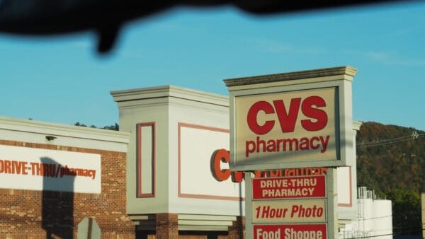 A cv's pharmacy sign in front of a store