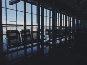 empty airport lounge chairs